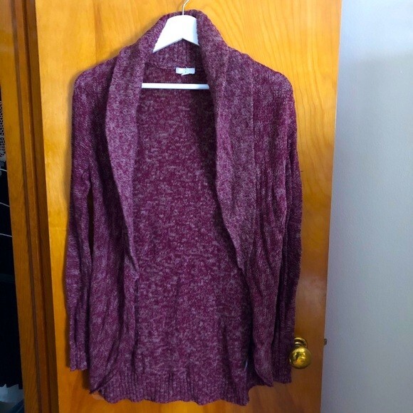 BP Cardigan Sweater Red Open Front Ribbed Long Marled Knit Nordstrom Small Cozy - Picture 1 of 6